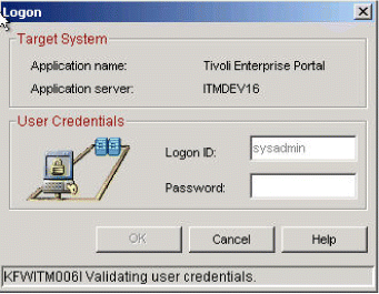 Figure 1. Logging into the Tivoli Enterprise Portal