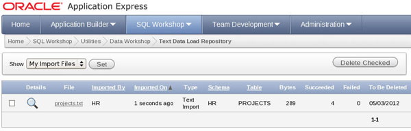 ������ ��������� � APEX