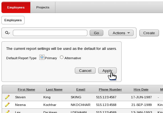 ����������� �������������� ������ � APEX